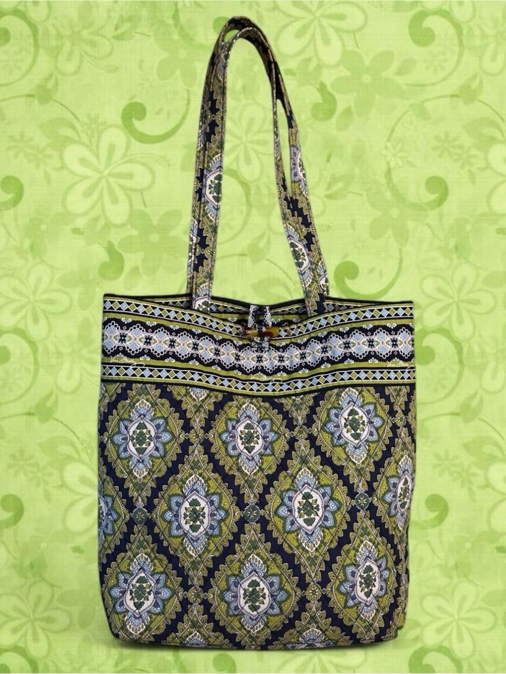Y2K Vera Bradley Shoulder Tote Bag  Navy and Olive Cambridge Pattern